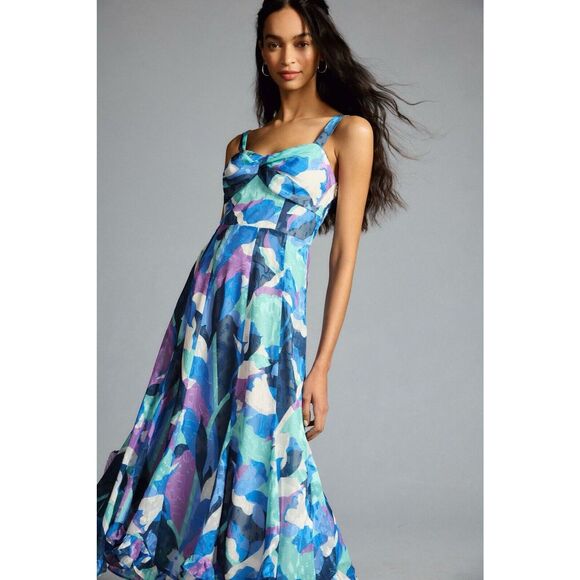 Anthropologie Blue and Purple Midi Dress - Picture 2 of 8